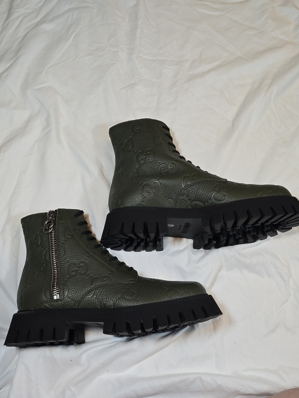 Gucci Men's GG Embossed Combat Boots